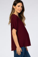 Burgundy Short Sleeve Maternity Blouse