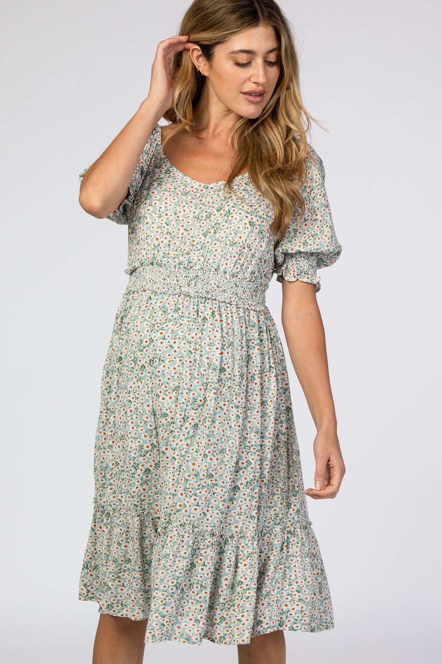 Light Blue Floral Maternity Dress PinkBlush