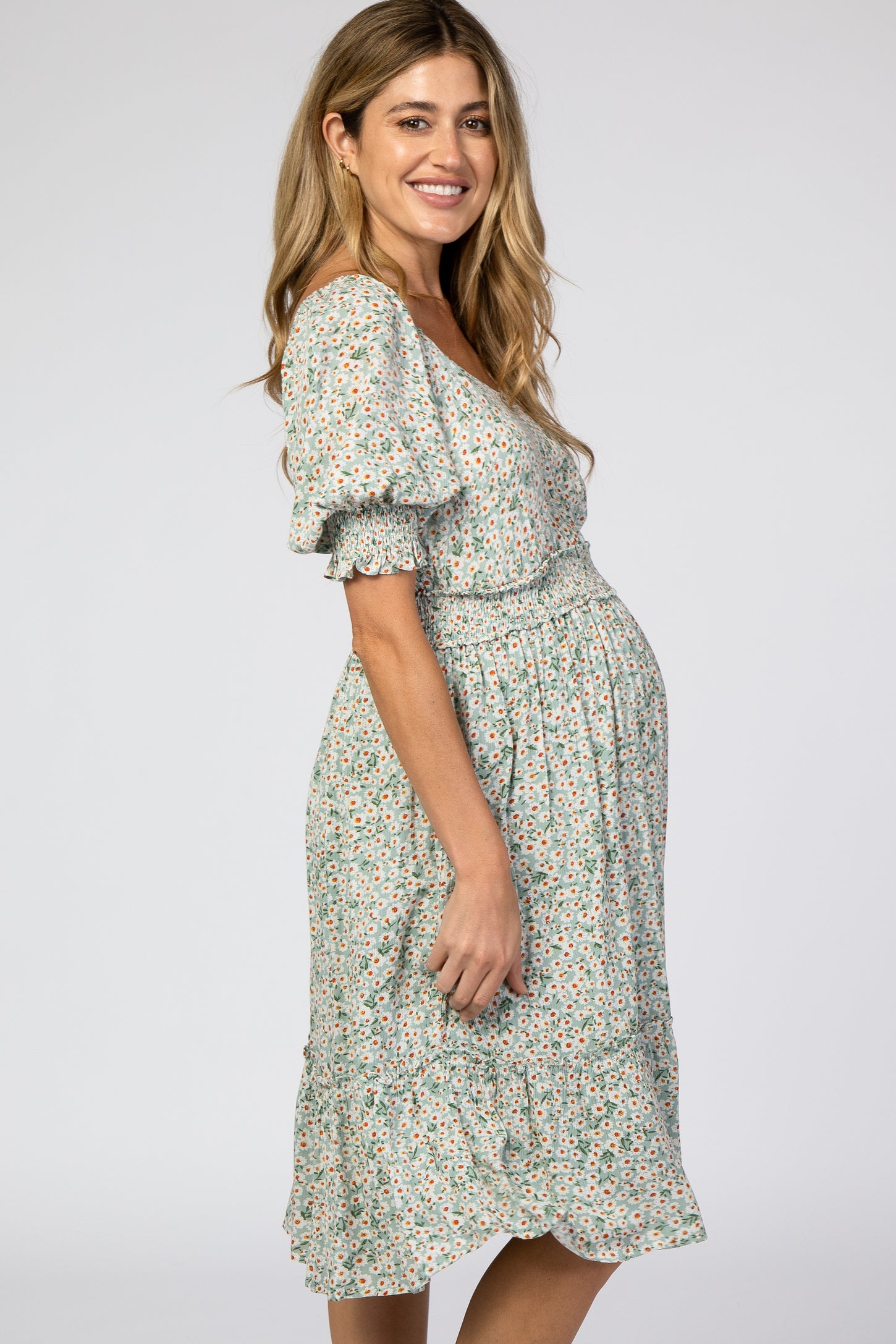 Light Blue Floral Maternity Dress PinkBlush