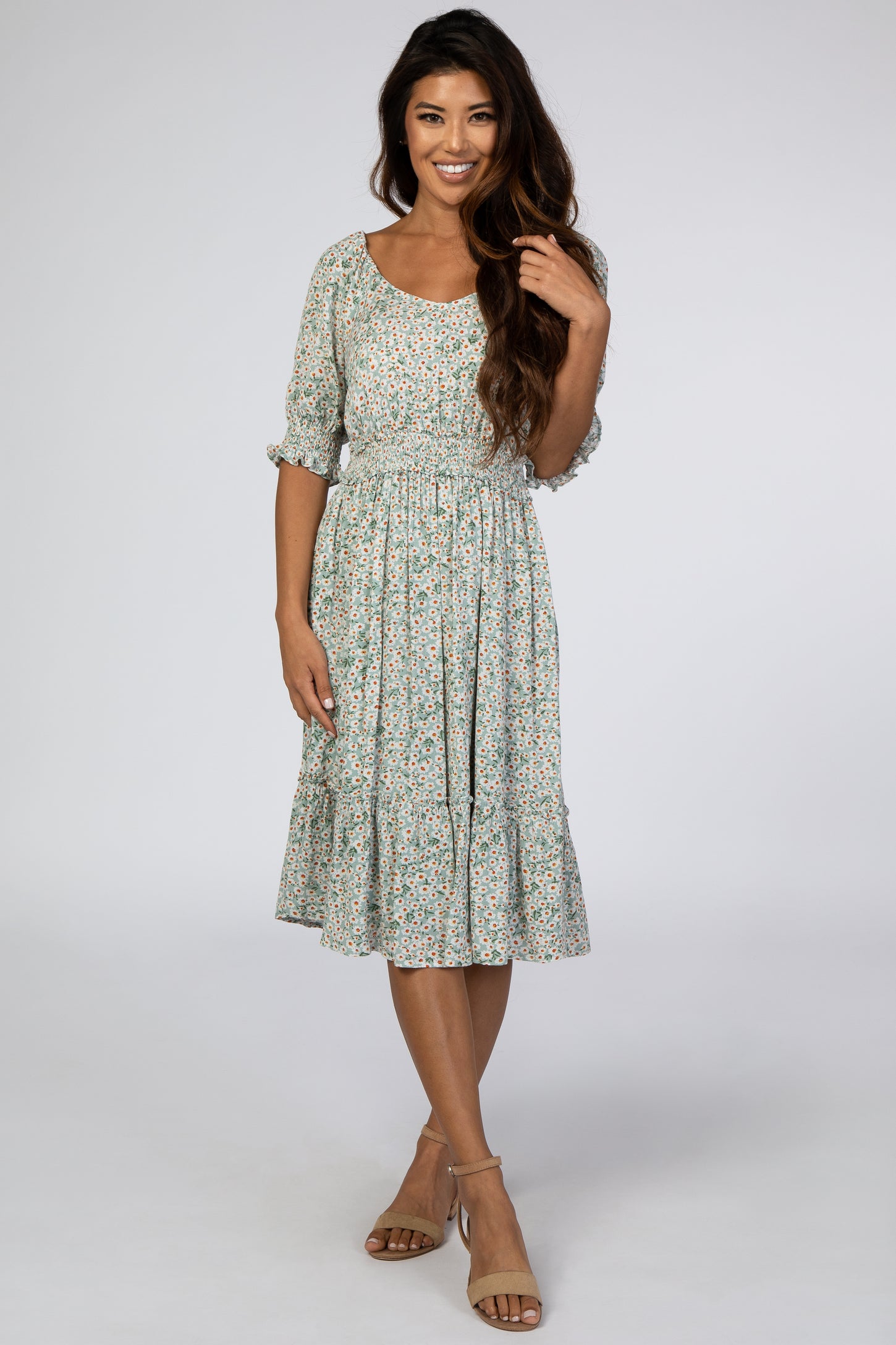 Light Blue Floral Maternity Dress PinkBlush