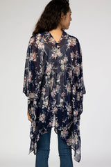 Navy Floral Chiffon Cover Up