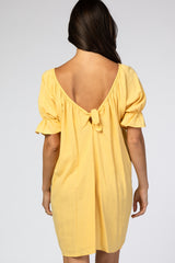 Yellow Knot Back Short Sleeve Dress