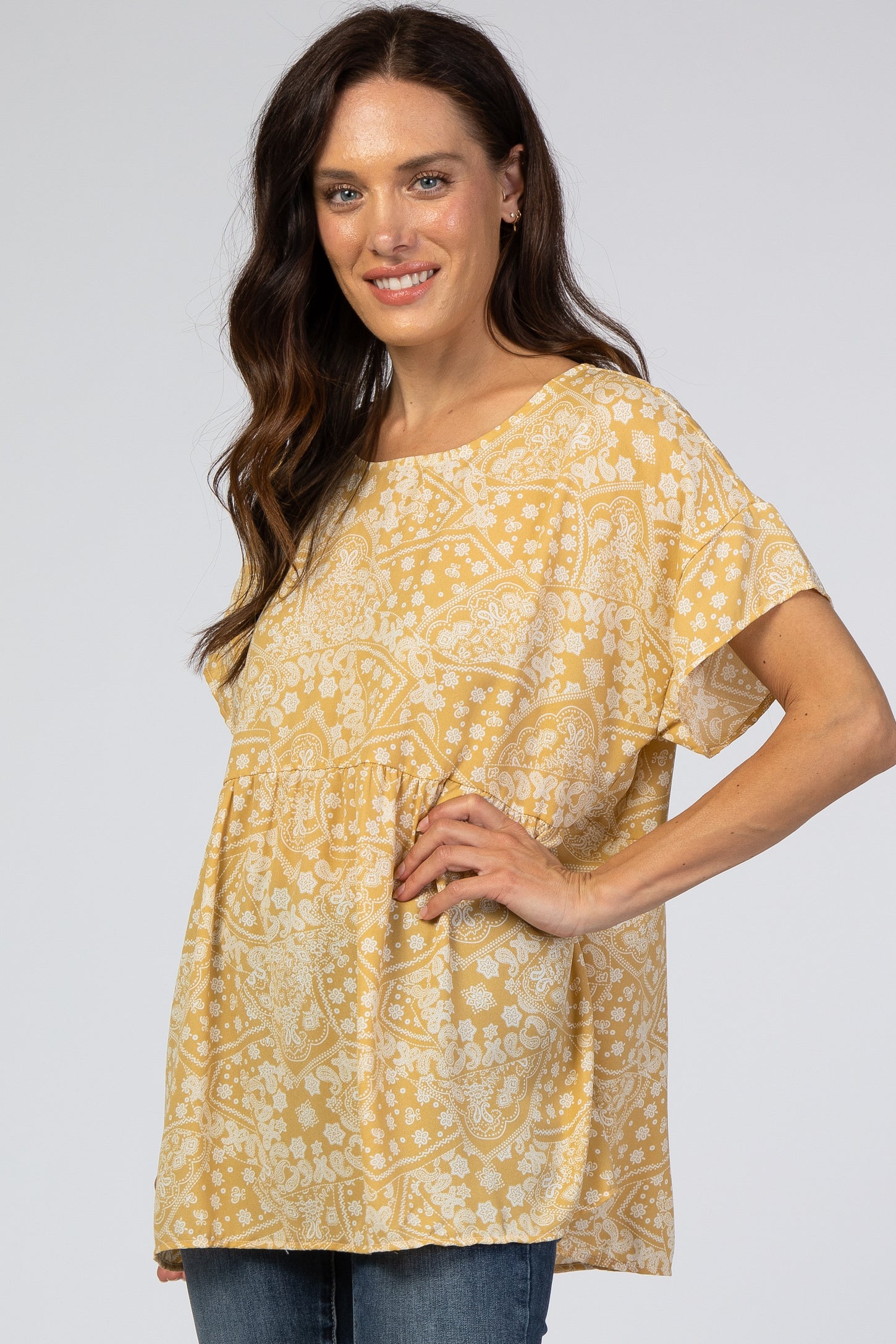 Yellow Paisley Babydoll Maternity Top