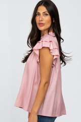 Pink Ruffle Accent Blouse