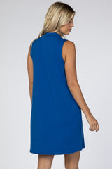 Royal Blue Mock Neck Sleeveless Dress