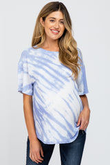 Blue Tie Dye Short Sleeve Maternity Top