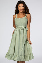 Green Ruffle Smocked Dress