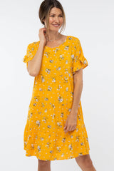 Yellow Tiered Floral Dress