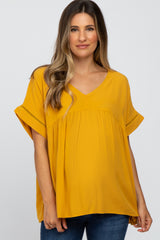Yellow Babydoll V-Neck Maternity Top