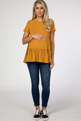Mustard Tiered Maternity Top