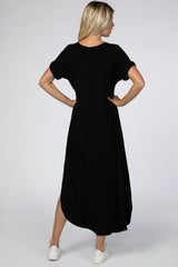 Black Curved Hem Maxi Dress