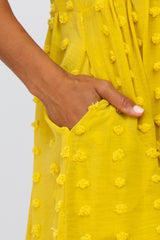 Yellow V-Neck Swiss Dot Dress