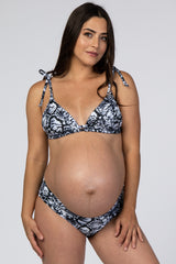 Black Animal Print Shoulder Tie Bikini Maternity Set
