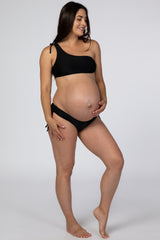 Black Off Shoulder Tie Detail Maternity Bikini Set