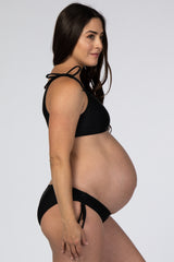 Black Off Shoulder Tie Detail Maternity Bikini Set