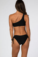 Black Off Shoulder Tie Detail Bikini Set