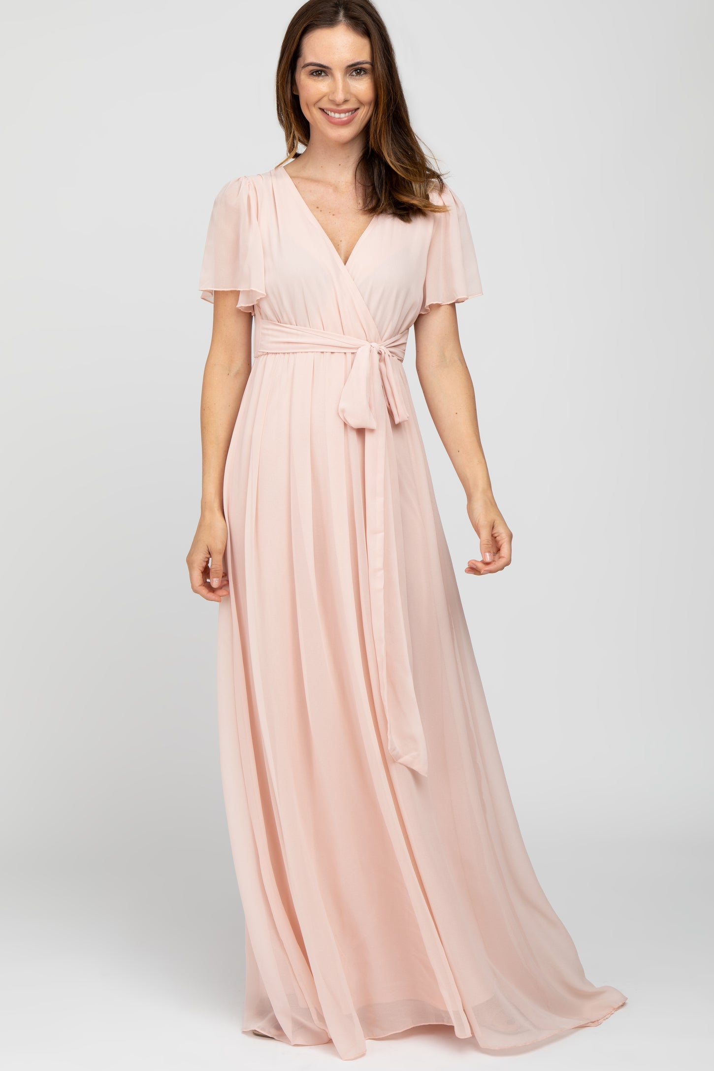 light pink chiffon maxi dress Light Pink Pleated Sleeveless Maxi Dress | Womens | Medium (Available in 3X, 2X, 1X, XXS, XS, S, L, XL) | 100% Polyester