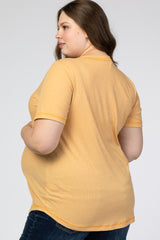 Yellow Button Front Maternity Plus T Shirt