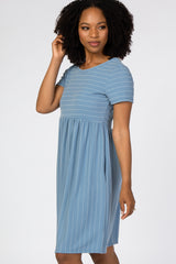 Blue Striped Babydoll Dress