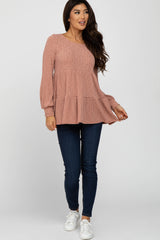 Mauve Tiered Long Sleeve Top