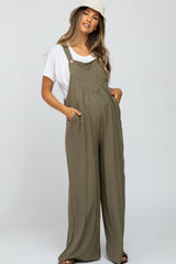 Olive Wide Leg Maternity Overalls