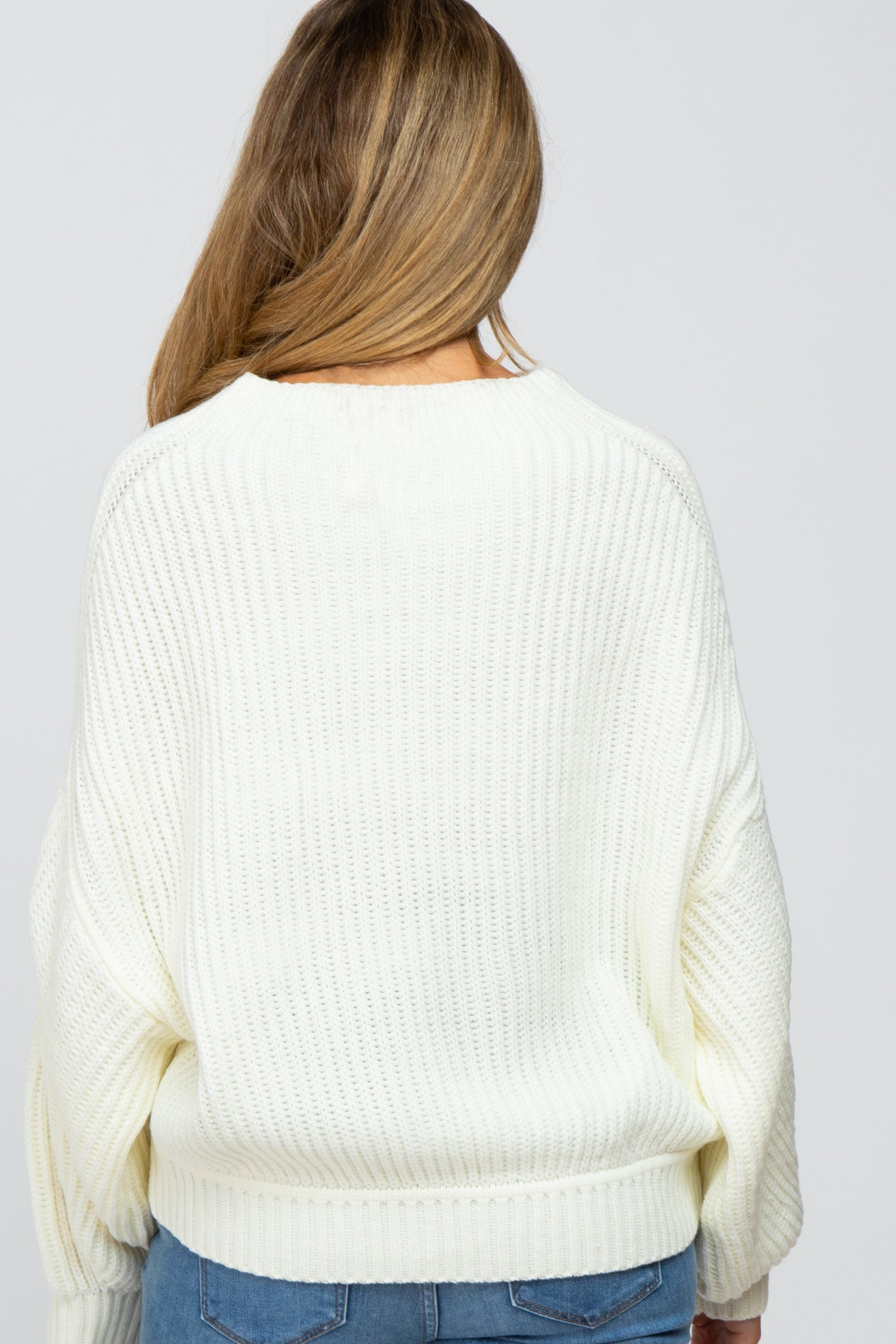 Cream Mock Neck Puff Sleeve Maternity Sweater– PinkBlush