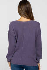Lavender Wide Neck Exposed Shoulder Seam Maternity Sweater