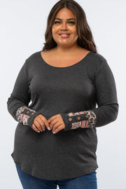 Charcoal Colorblock Sleeve Plus Top