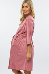 Mauve Stretch Satin Delivery/Nursing Maternity Robe