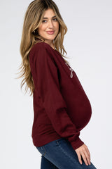 Burgundy "Girl Mama" Fleece Maternity Sweatshirt