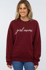 Burgundy "Girl Mama" Fleece Maternity Sweatshirt