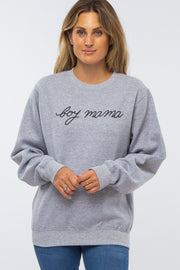 Heather Grey "Boy Mama" Fleece Sweatshirt