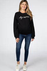 Black "Boy Mama" Fleece Maternity Sweatshirt