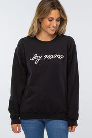 Black "Boy Mama" Fleece Sweatshirt