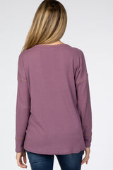 Violet Waffle Knit Long Sleeve Maternity Top