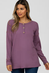 Violet Waffle Knit Long Sleeve Top