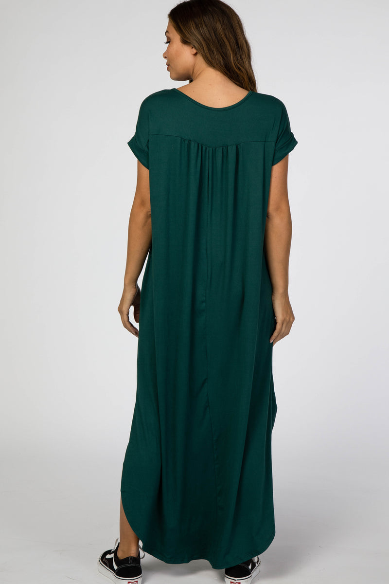 Forest Green Side Slit Maternity Maxi Dress– PinkBlush