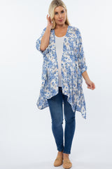 Blue Floral Cuffed Maternity Cover Up
