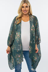 Forest Green Floral Print Maternity Cover Up