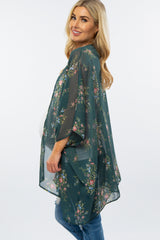 Forest Green Floral Print Maternity Cover Up
