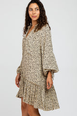 Ivory Animal Print Button Front Dress