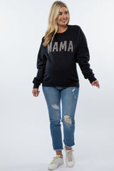 Black Animal Print Mama Maternity Pullover Sweatshirt