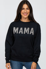 Black Animal Print Mama Pullover Sweatshirt