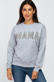 Heather Grey Animal Print Mama Pullover Sweatshirt