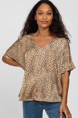 Taupe Animal Print Maternity Blouse