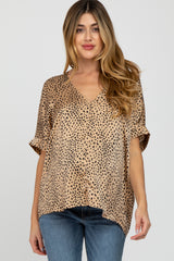 Taupe Animal Print Maternity Blouse