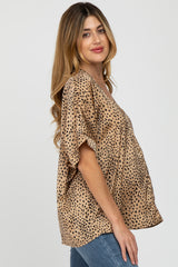 Taupe Animal Print Maternity Blouse