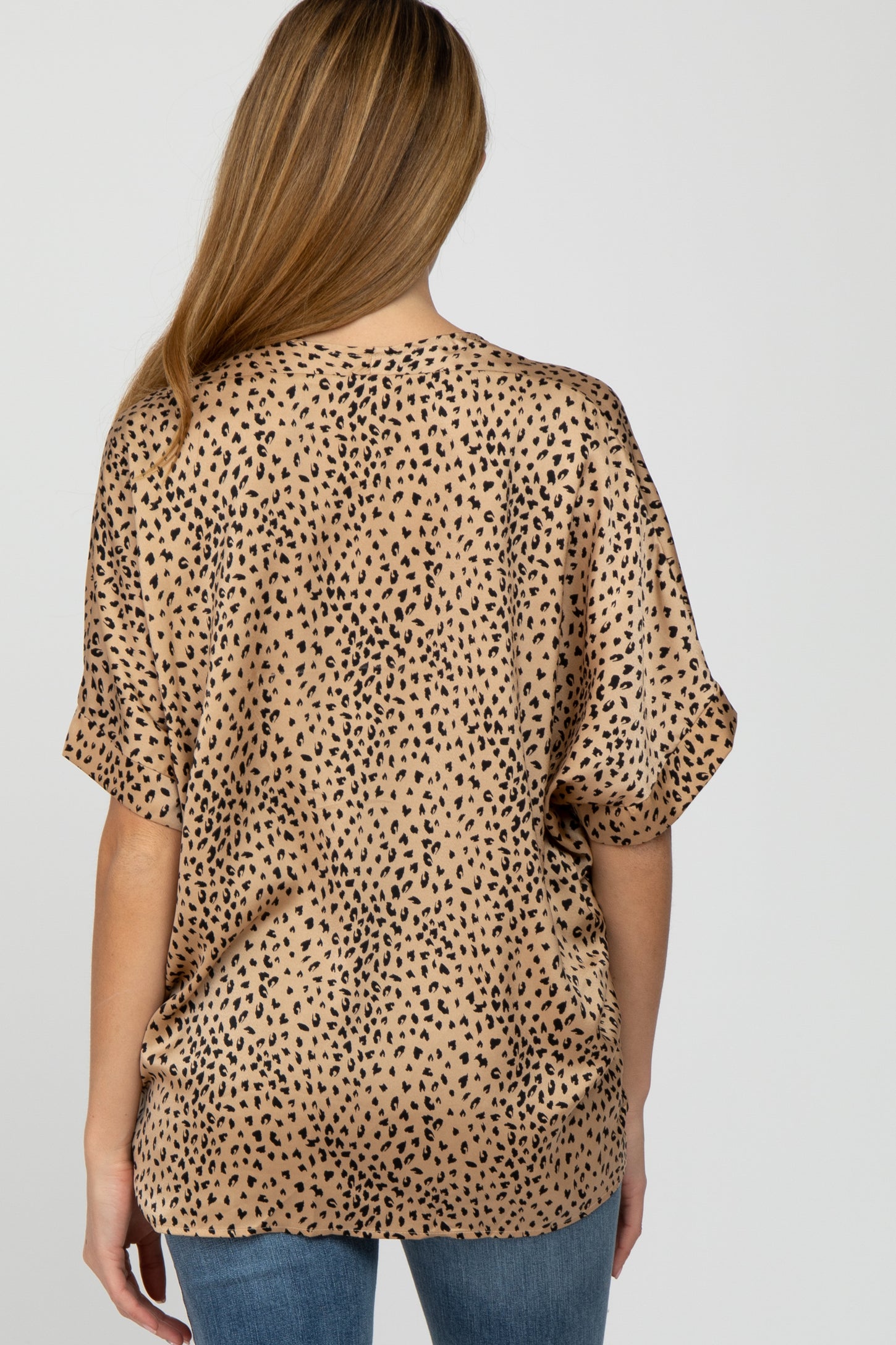 Taupe Animal Print Maternity Blouse