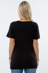 Black Front Pocket Maternity T Shirt