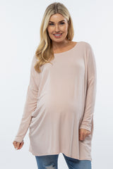 Light Pink Long Dolman Sleeve Maternity Top